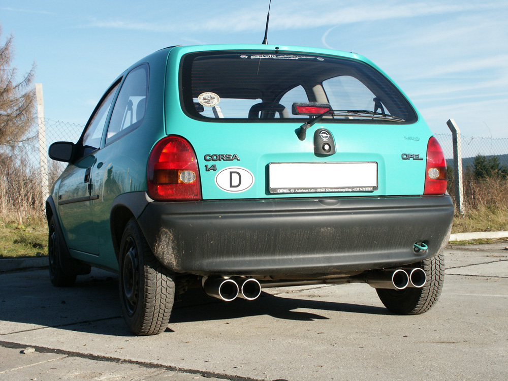 Opel Corsa B Endschalldämpfer Ausgang rechts/links - 2x80 Typ 13 rechts/links Opel Corsa B Endschalldämpfer Ausgang rechts/links Ø60mm - 2x80 Typ 13 rechts/links
