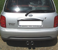 Nissan Micra K11 Endschalldämpfer Ausgang mittig - 2x76 Typ 13 Nissan Micra K11 Endschalldämpfer Ausgang mittig - 2x76 Typ 13