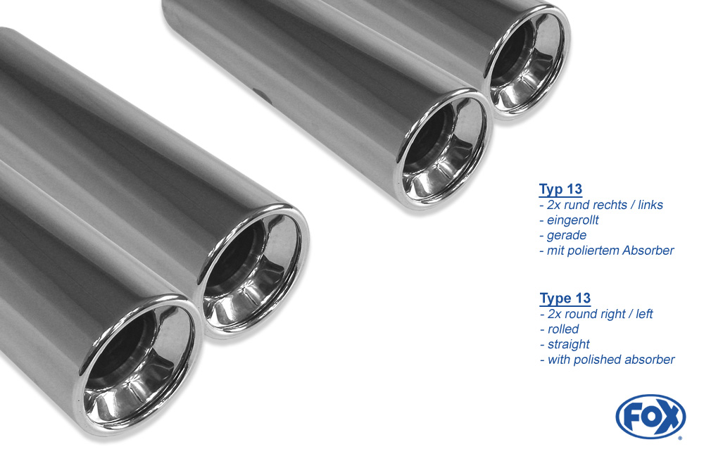 Opel Astra F-CC/ Kadett E-CC Endschalldämpfer Ausgang rechts/links 1-Punkt-Aufhängung - 2x80 Typ 13 rechts/links