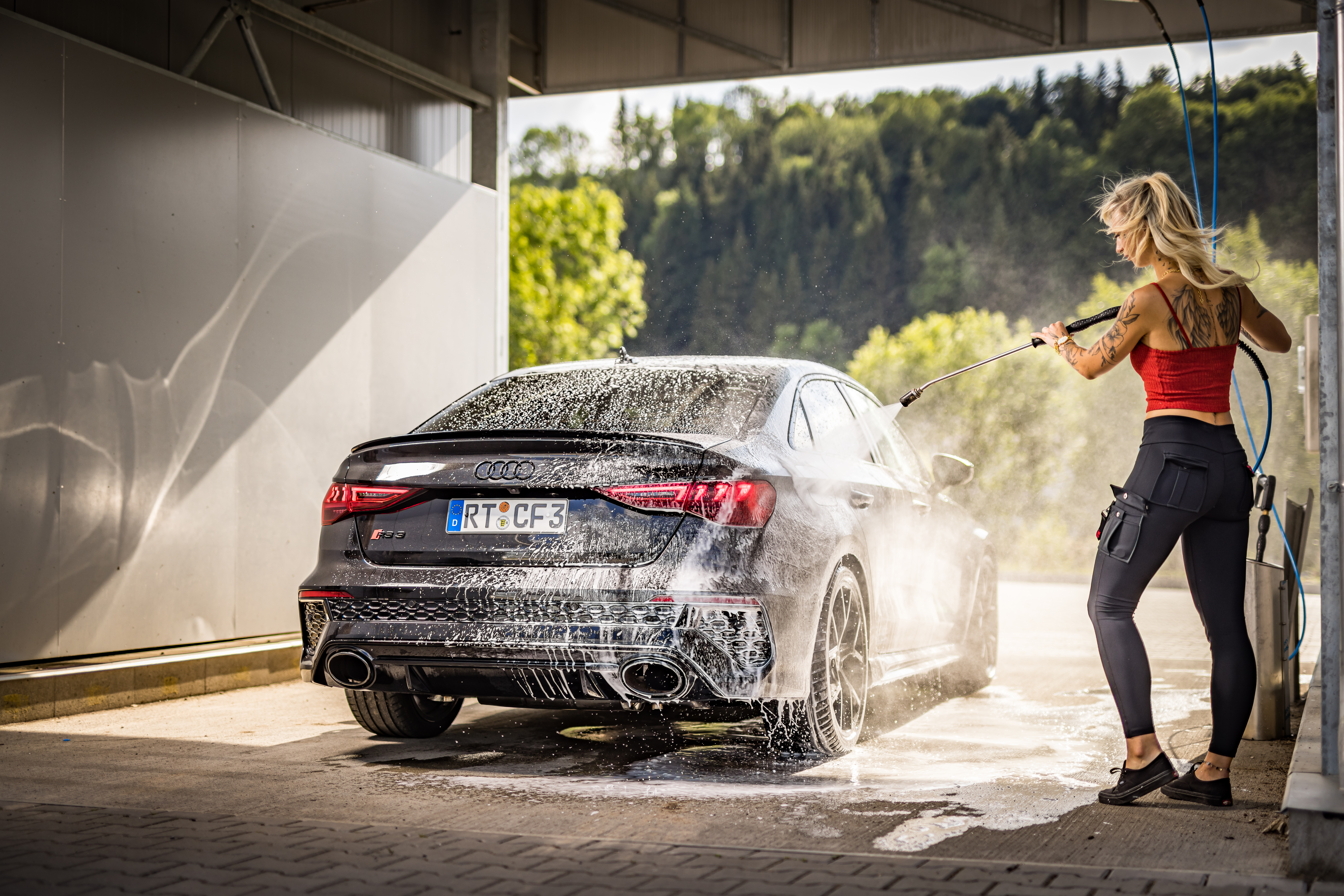 Audi RS3 8Y Limousine Halbanlage ab OPF mit 2 Abgasklappen - Ausgang in den originalen Endrohren