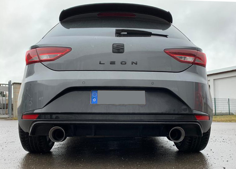 Seat Leon 5F - Einzelradaufhängung Endschalldämpfer Ausgang rechts/links - 1x100 Typ 25 rechts/links passend für Rieger Stoßstange Seat Leon 5F Endschalldämpfer rechts/links - 1x100 Typ 25 rechts/links für Rieger Stoßstange (Art. Nr. 00088089)