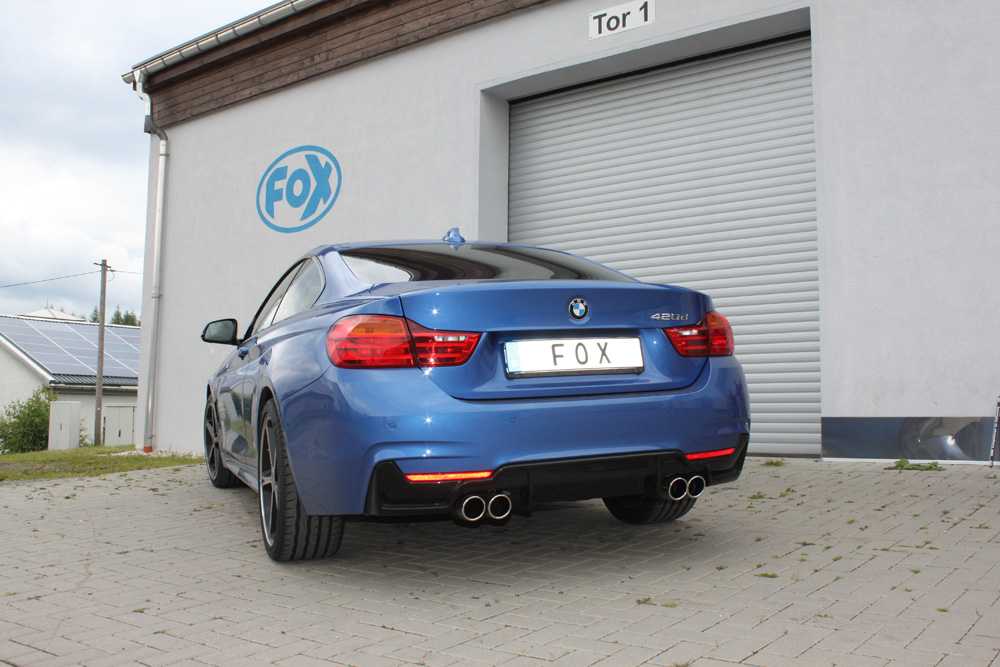 BMW F32 - 420d Coupe M-Paket Endschalldämpfer quer Ausgang rechts/links passend an Rieger Heckschürzeneinsatz 435i/440i Optik - 2x80 Typ 16 rechts/links BMW F32 - 420d Coupe M-Paket Endschalldämpfer quer Ausgang rechts/links passend an Rieger Heckschürzeneinsatz 435i/440i Optik - 2x80 Typ 16 rechts/links