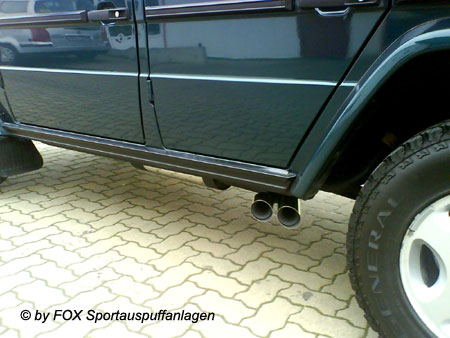 Mercedes G-Klasse - 463 (ohne Trittbrett) Endschalldämpfer Ausgang seitlich - 2x80 Typ 14 Mercedes G-Klasse - 463 (ohne Trittbrett) Endschalldämpfer Ausgang seitlich - 2x80 Typ 14