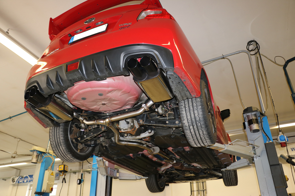 Subaru WRX - V1 - Stufenheck Endschalldämpfer rechts/links zweiflutig - 2x90 Typ 12 rechts/links schwarz emalliert